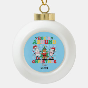 Nurse Roc' n Around The Christmas Tree Ceramic Ball Christmas Ornament