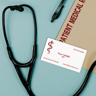 Nurse Rod of Asclepius White Business Card