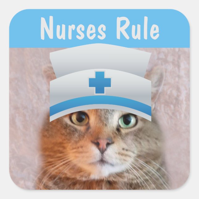 Nurse Rupie Cat Square Sticker (Front)