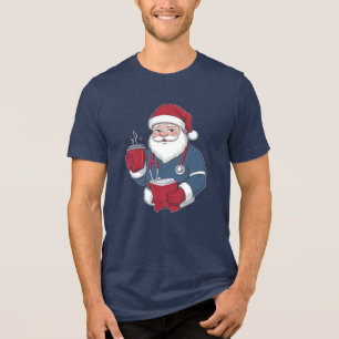 Nurse Santa Christmas T-Shirt   Code Blue Coffee I Tri-Blend Shirt