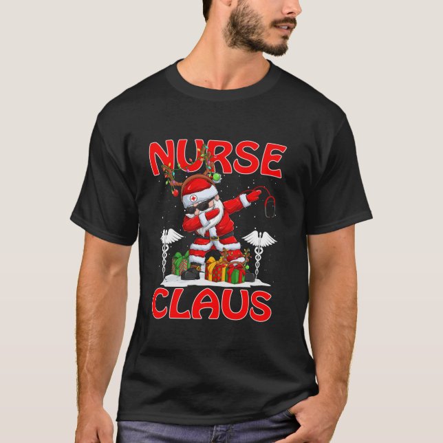 Nurse Santa Claus Christmas Matching Costume  T-Shirt (Front)