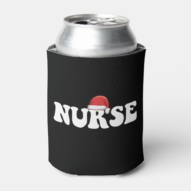 Nurse Santa Hat Christmas Nursing Can Cooler (Can Front)