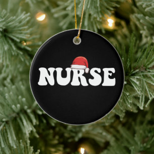 Nurse Santa Hat Christmas Nursing Ceramic Tree Decoration