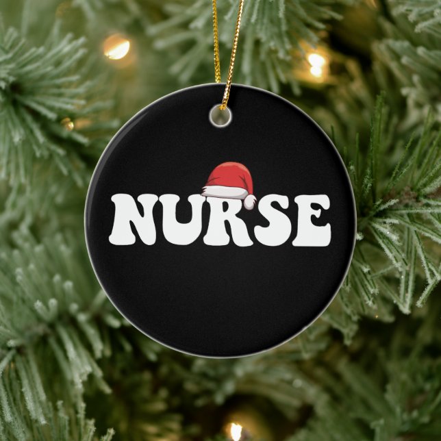 Nurse Santa Hat Christmas Nursing Ceramic Tree Decoration (Tree)