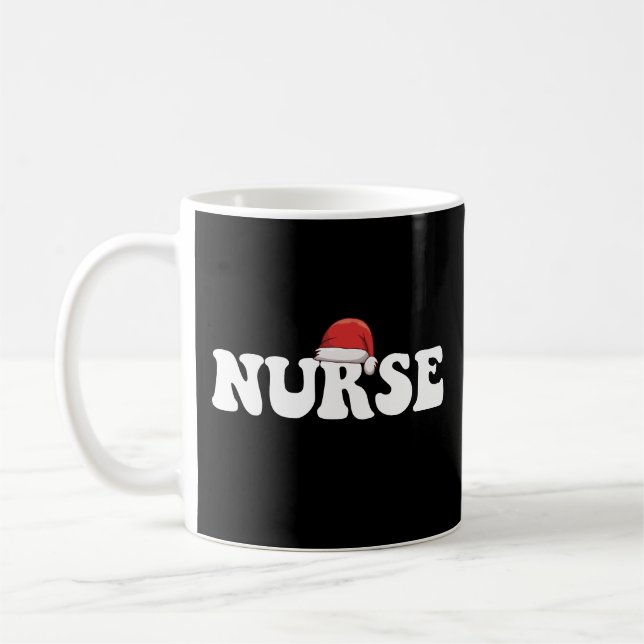 Nurse Santa Hat Christmas Nursing Coffee Mug (Left)