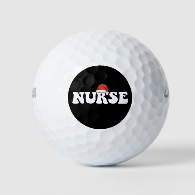 Nurse Santa Hat Christmas Nursing Golf Balls (Front)