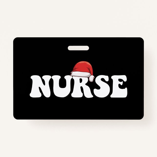Nurse Santa Hat Christmas Nursing ID Badge (Front)