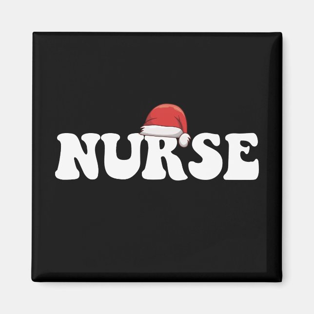 Nurse Santa Hat Christmas Nursing Magnet (Front)
