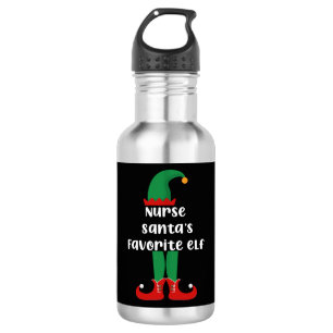 Nurse Santa's Favorite Elf Funny Nurse Christmas 532 Ml Water Bottle