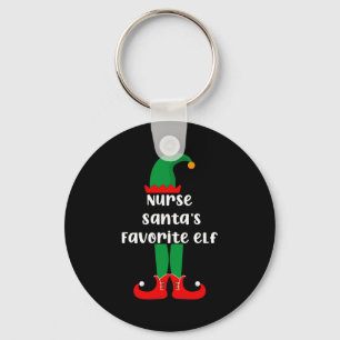 Nurse Santas Favorite Elf Funny Nurse Christmas Key Ring
