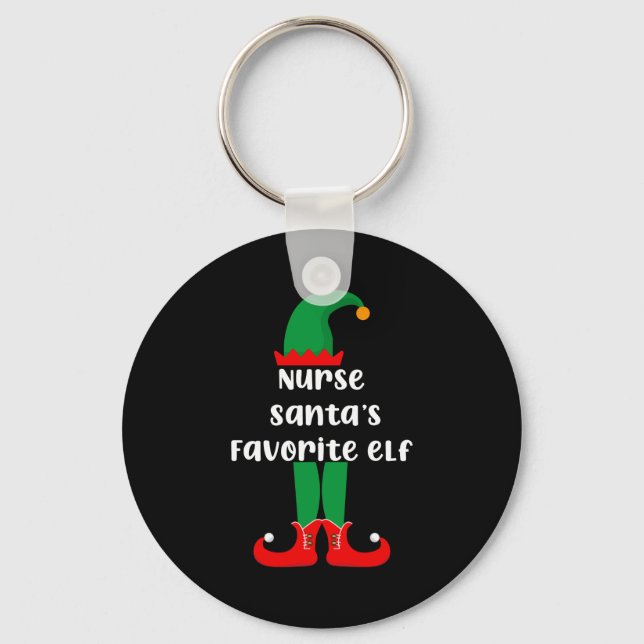 Nurse Santas Favorite Elf Funny Nurse Christmas  Key Ring (Front)