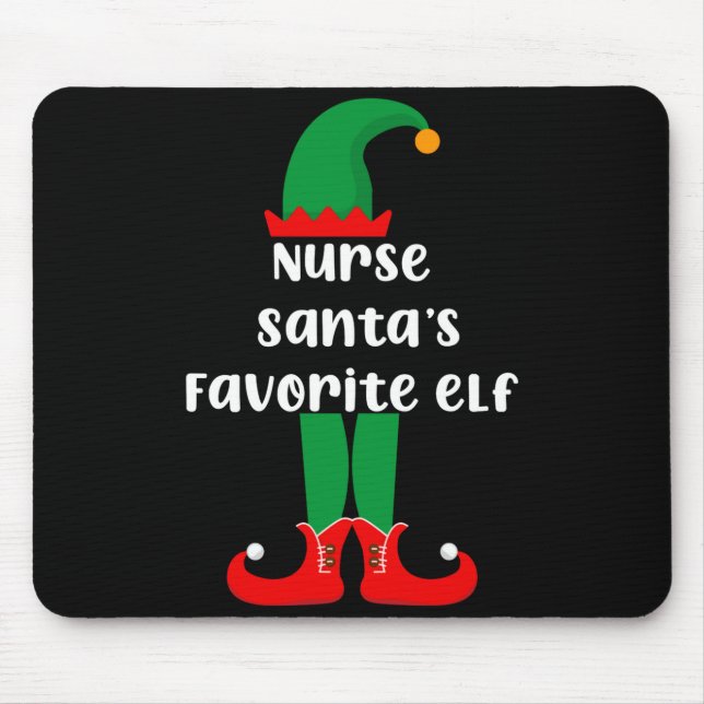 Nurse Santas Favorite Elf Funny Nurse Christmas  Mouse Mat (Front)