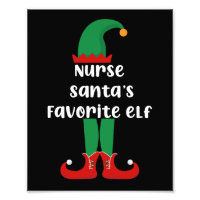Nurse Santa's Favorite Elf Funny Nurse Christmas