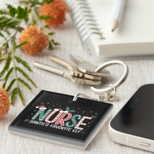 Nurse Santa's Favourite Elf Christmas Inspirationa Key Ring
