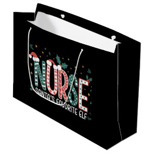 Nurse Santa's Favourite Elf Christmas Inspirationa Large Gift Bag