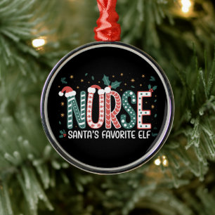 Nurse Santa's Favourite Elf Christmas Inspirationa Metal Tree Decoration