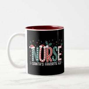 Nurse Santa's Favourite Elf Christmas Inspirationa Two-Tone Coffee Mug