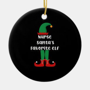 Nurse Santa's Favourite Elf Funny Nurse Christmas Ceramic Tree Decoration