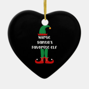 Nurse Santa's Favourite Elf Funny Nurse Christmas Ceramic Tree Decoration