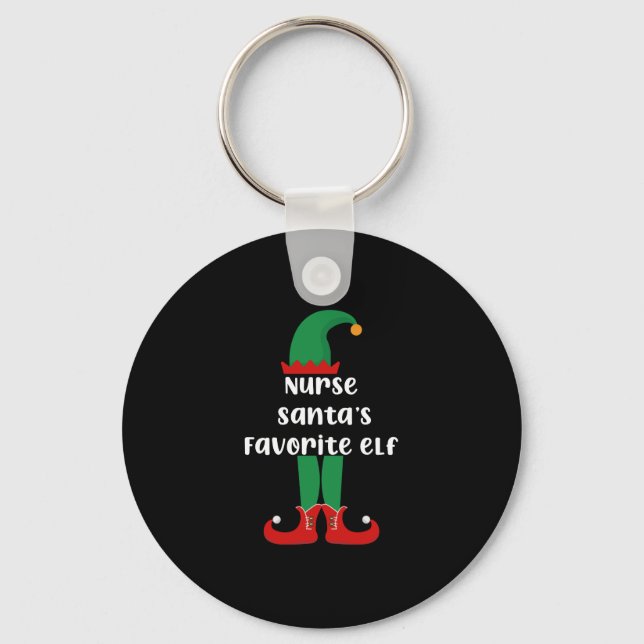 Nurse Santa's Favourite Elf Funny Nurse Christmas Key Ring (Front)