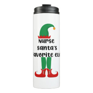Nurse Santa's Favourite Elf Funny Nurse Christmas Thermal Tumbler