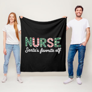 Nurse Santa's Favourite Elf Life Nurse Day Gifts Fleece Blanket