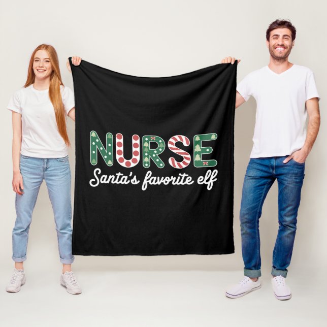 Nurse Santa's Favourite Elf Life Nurse Day Gifts  Fleece Blanket (In Situ)