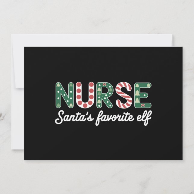 Nurse Santa's Favourite Elf Life Nurse Day Gifts  Holiday Card (Front)