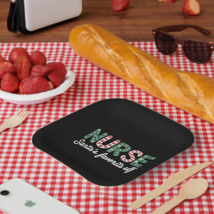 Nurse Santa's Favourite Elf Life Nurse Day Gifts  Paper Plate