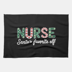 Nurse Santa's Favourite Elf Life Nurse Day Gifts  Tea Towel