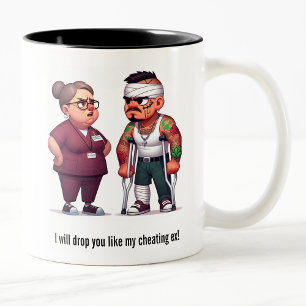 Nurse Schooling the Tough Gang Member Patient Two-Tone Coffee Mug