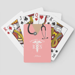 Nurse Scrub Top Stethoscope Novelty Personalised Playing Cards