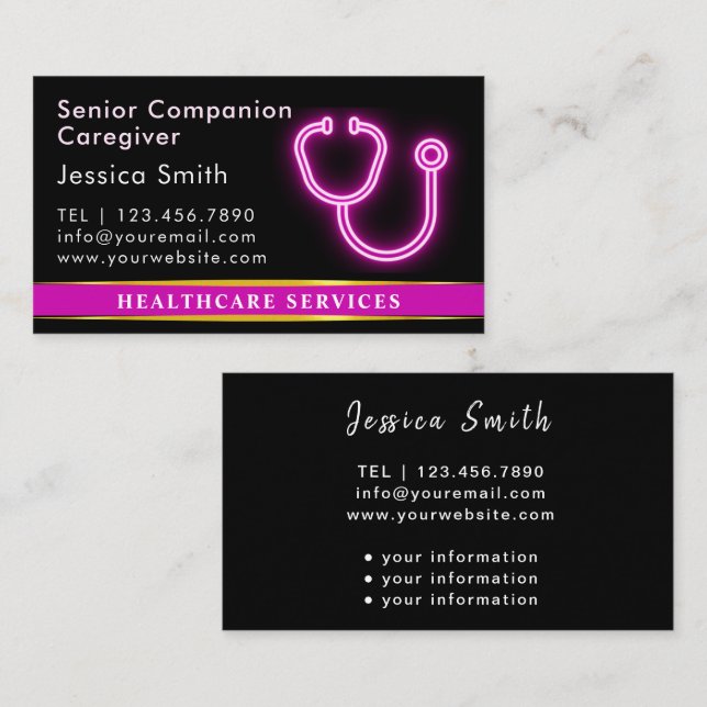 Nurse Scrubs and Stethoscope Elegant Medical  Business Card (Front/Back)