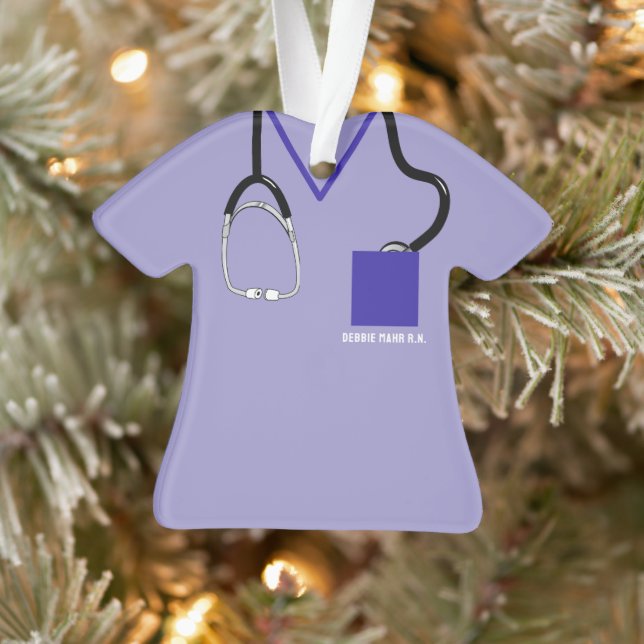 Nurse Scrubs Ornament - Personalised Medical Gift (Tree)