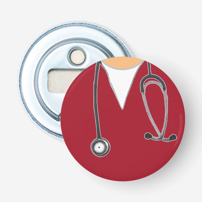 Nurse Scrubs Red Bottle Opener (Front)