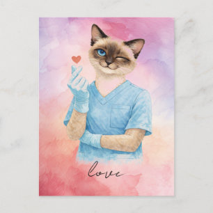 Nurse Sending Mini Heart with Love Postcard