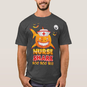 Nurse Shark Boo Pumpkin Halloween Witch Horor Cree T-Shirt