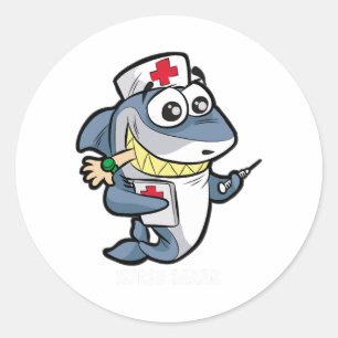 NURSE SHARK Doctor Medicine Hospital syringe gift Classic Round Sticker
