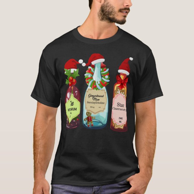 Nurse Shirt, Gingerbread Man Tree Star Santa Hat T-Shirt (Front)