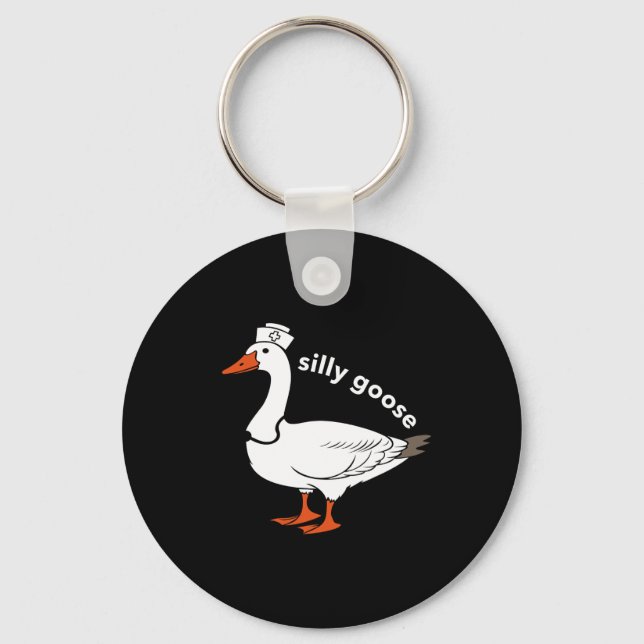 Nurse Silly Goose Cute Easter Bunny Easter Day  Key Ring (Front)
