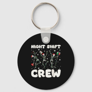 Nurse Skeleton Dancing Christmas Night Shift Crew  Key Ring