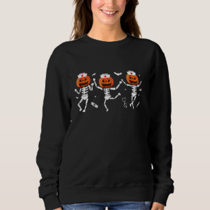 Nurse Skeleton Dancing Halloween Healthcare Crew P Sweatshirt