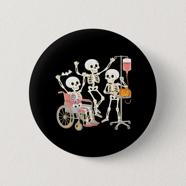 Nurse Skeleton Funny Halloween Healthcare Essentia 6 Cm Round Badge (Front)