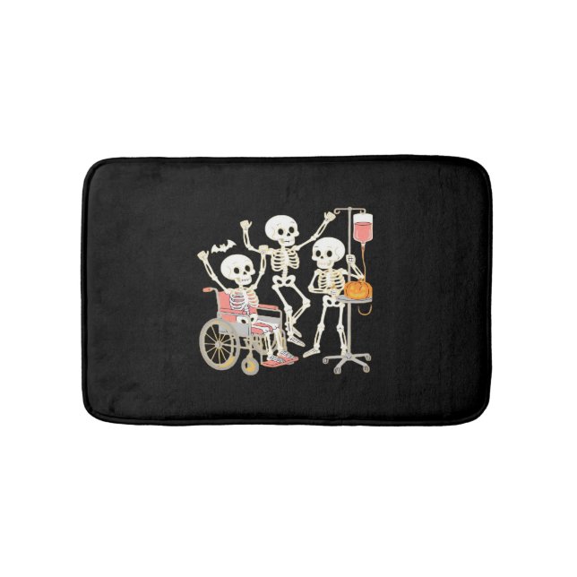 Nurse Skeleton Funny Halloween Healthcare Essentia Bath Mat (Front)