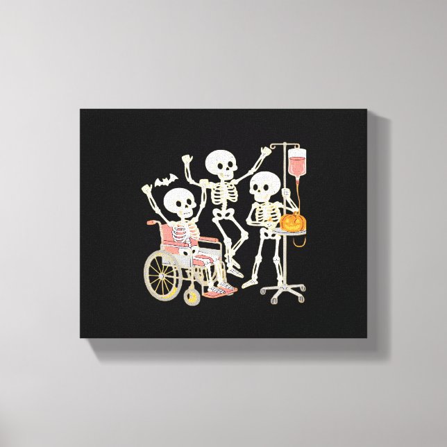 Nurse Skeleton Funny Halloween Healthcare Essentia Canvas Print (Front)