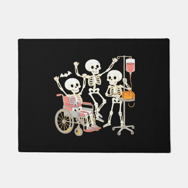 Nurse Skeleton Funny Halloween Healthcare Essentia Doormat (Front)