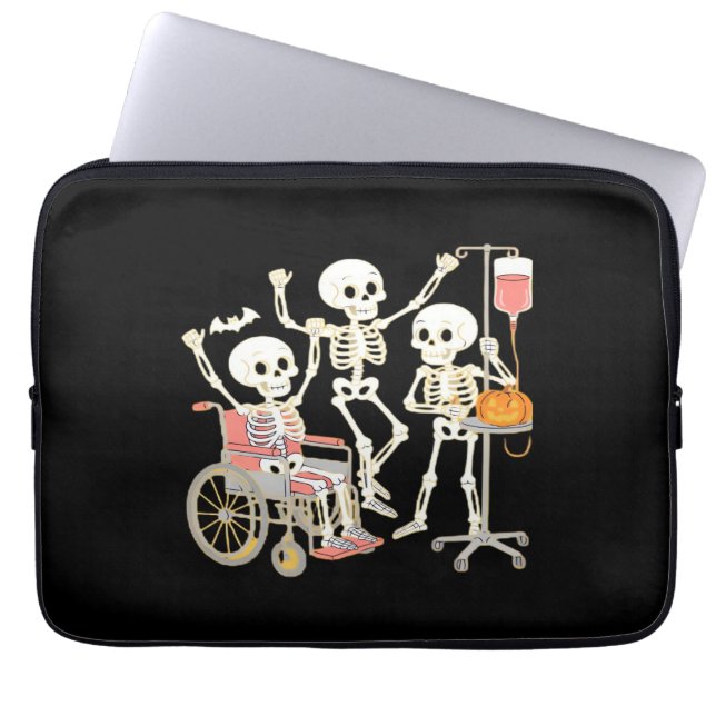 Nurse Skeleton Funny Halloween Healthcare Essentia Laptop Sleeve (Front)