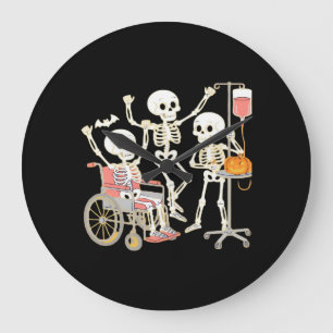 Nurse Skeleton Funny Halloween Healthcare Essentia Large Clock