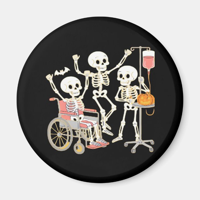 Nurse Skeleton Funny Halloween Healthcare Essentia Magnet (Front)