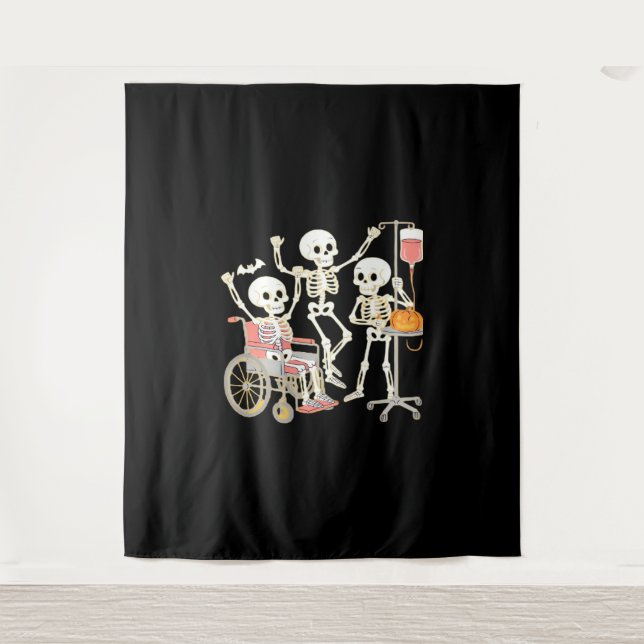 Nurse Skeleton Funny Halloween Healthcare Essentia Tapestry (Front)